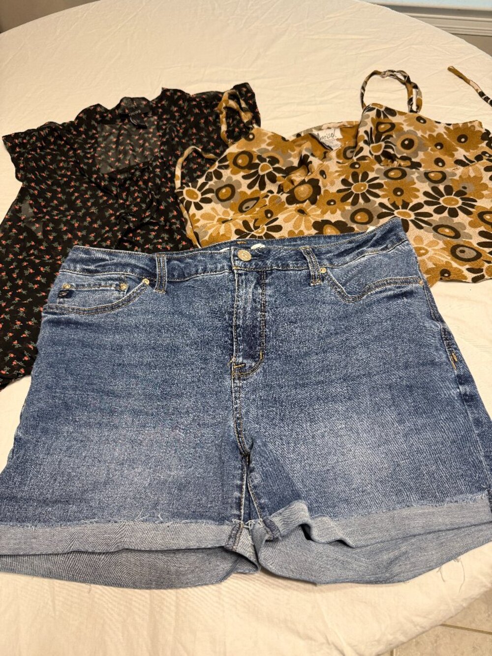 Women's Clothing Bundle, Jeans Shorts (12) and 2 Blouses (Large)